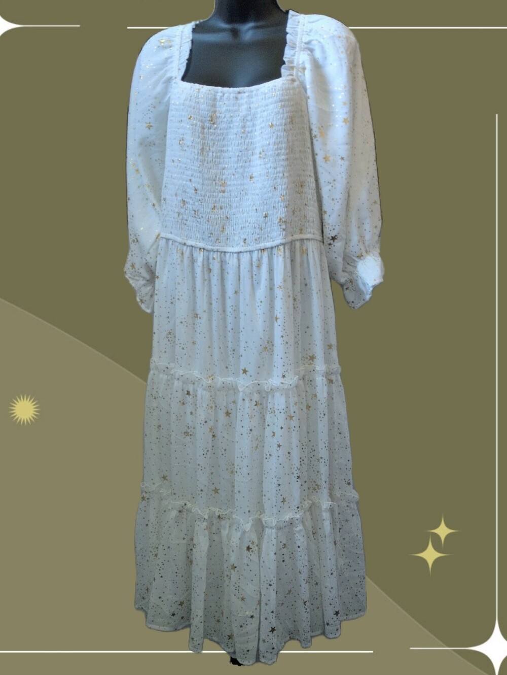 ✨ Nwt Ivy City Co Midsummer Nights dress In White Gold Stars Size XXL
